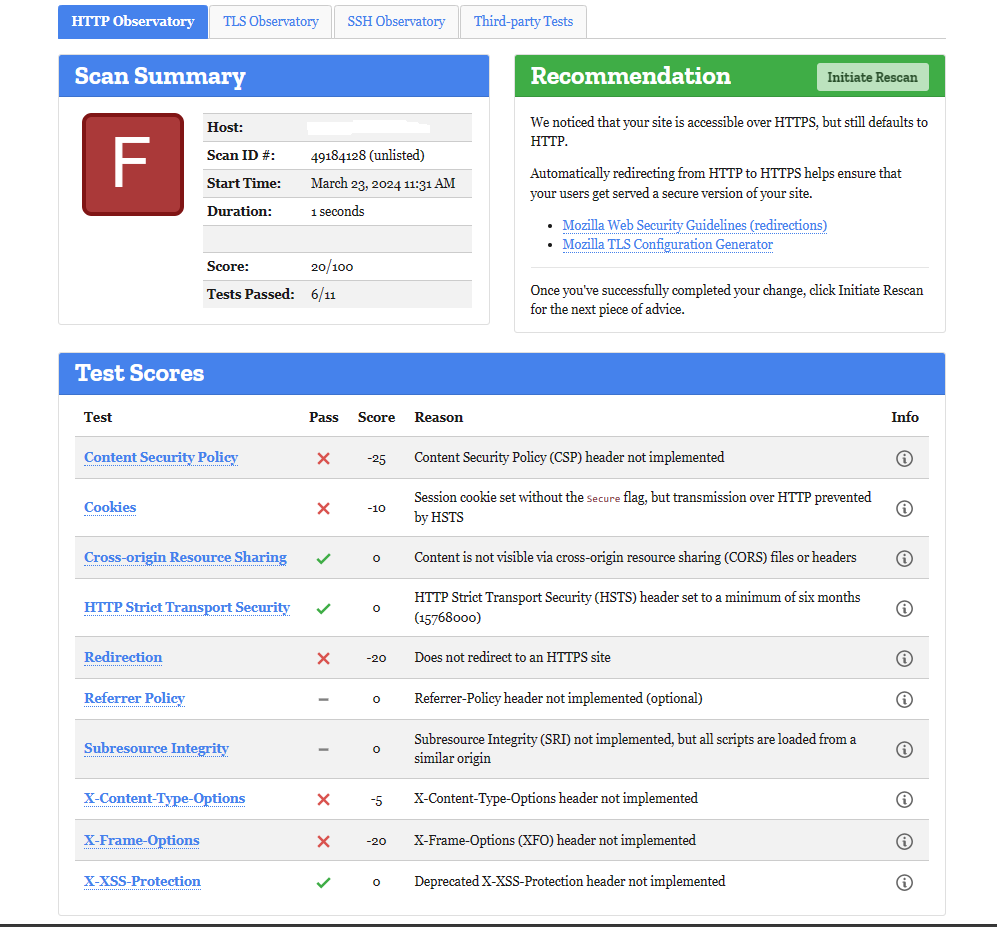 Before HTTP Security Headers implementations