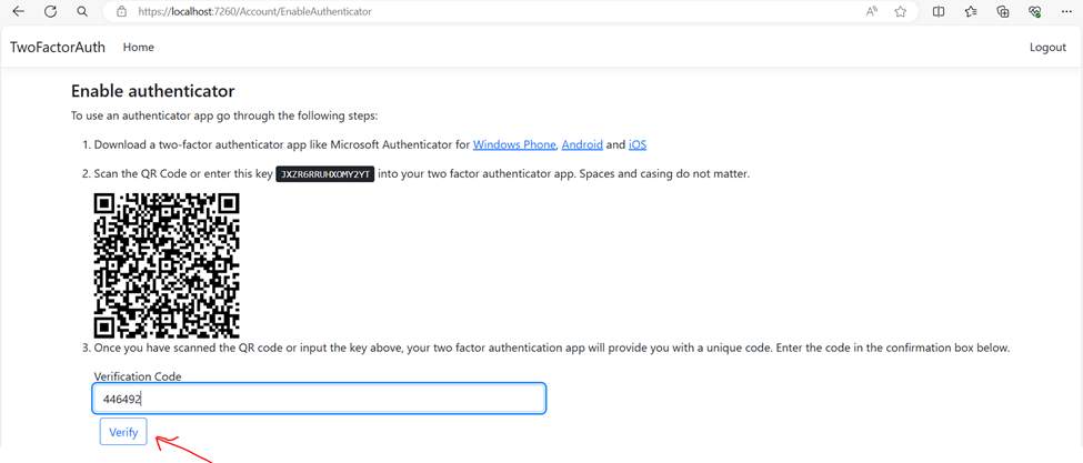 enter verification code