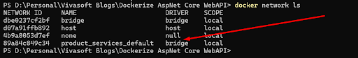 docker network ls