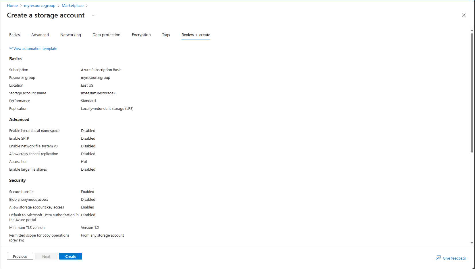 Click the create button