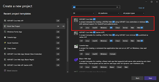 Create a project .NET API for Masstransit Mediator unit test