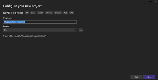 Give a name to the Unit Test project