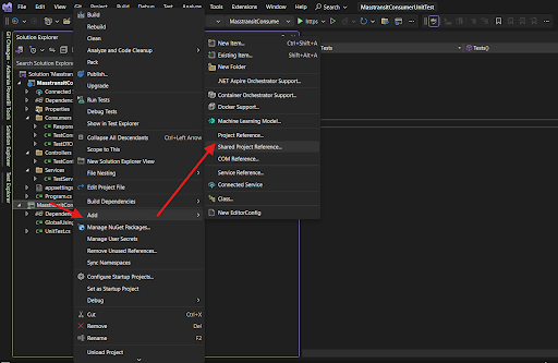 Include the API project as a shared project reference