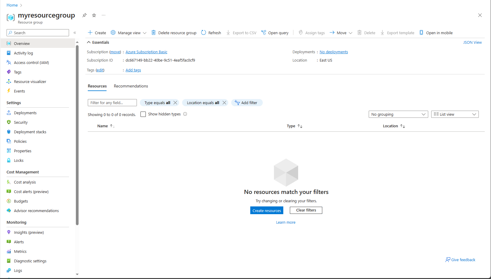 Resource group result