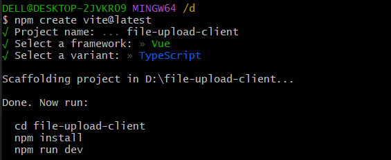 Run these commands after file-upload-client app