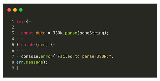 Try catch for synchronous error